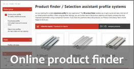 Product finder aluminium profiles