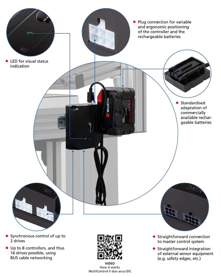 Multicontrol-II Duo Accu Features for mobile workbenches